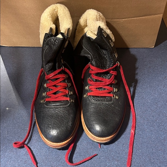 Trask Black Leather Boots with Red Laces - Picture 1 of 5